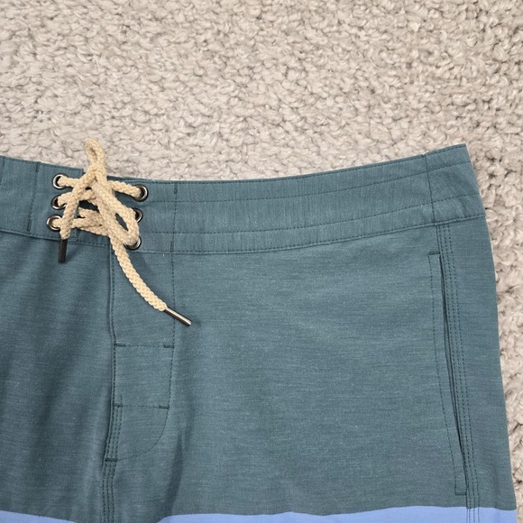 Fair Harbor Board Shorts Mens 34 Green Blue Colorblock Stretch Drawstring Beach - Picture 3 of 13